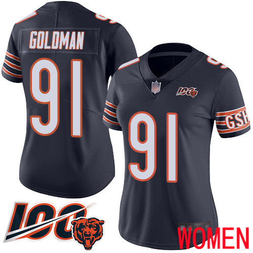 Chicago Bears Limited Navy Blue Women Eddie Goldman Home Jersey NFL Football #91 100th Season